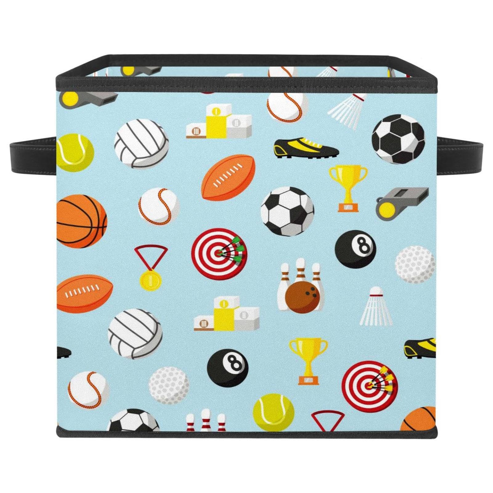 Organiseur en tissu pliable motif sport pour ranger les jouets du placard