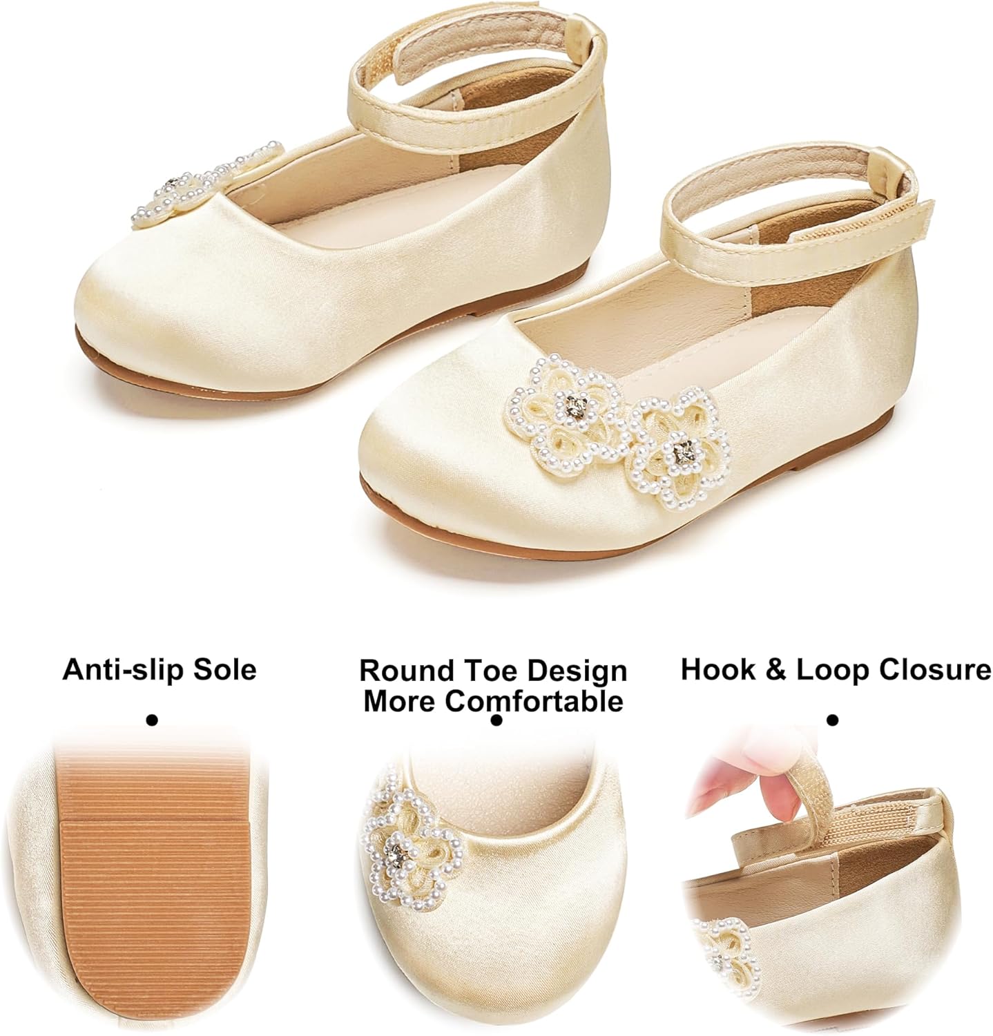 Felix & Flora Girls Toddler Little Ballet Shoes - Flower Girls Mary Jane Flats Dress Shoes Party Wedding - Image 5