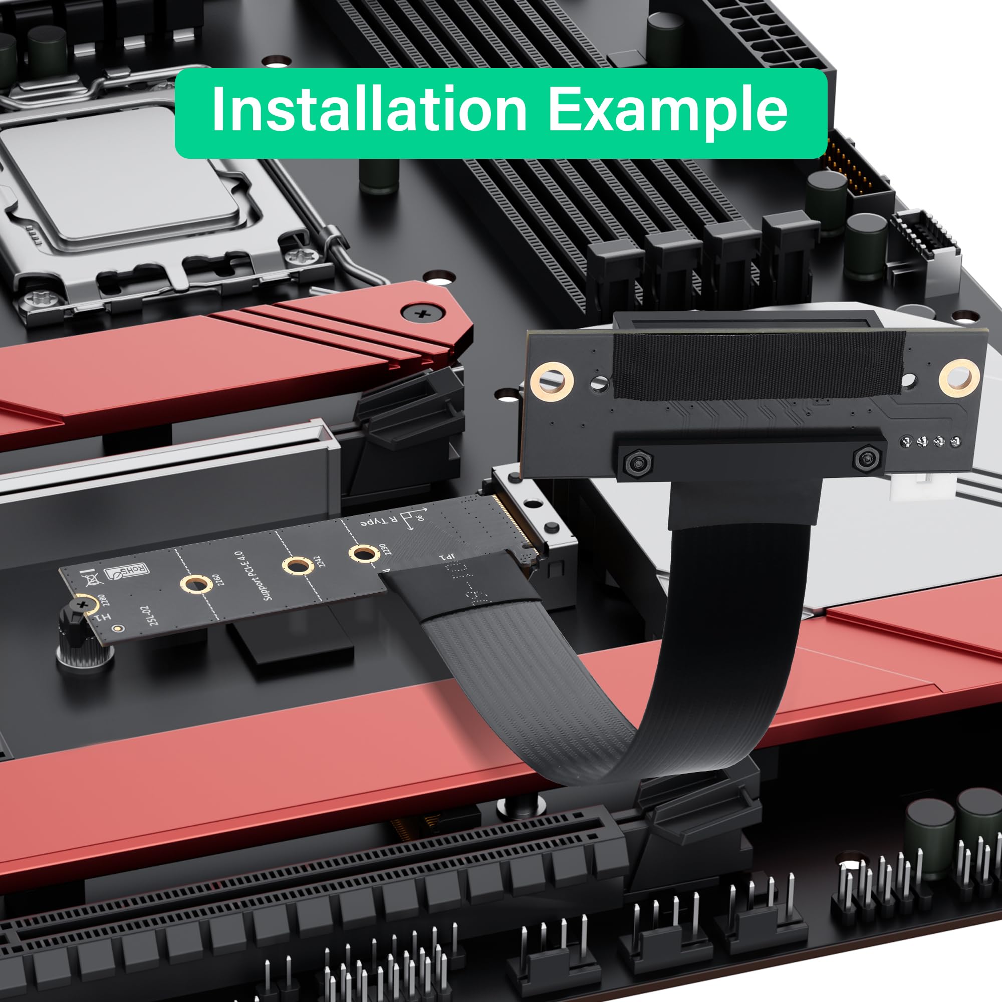 SinLoon Câble d'extension M.2 M-Key PCI-E4.0 2280 NGFF vers PCIe X4 à 90 degrés M2 vers PCI-E 4X femelle pour M2 2230