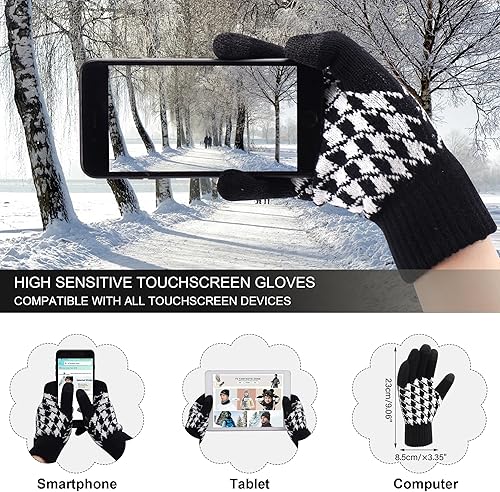 Miniatura 4 de Conjunto de bufanda larga para hombre y mujer, gorro de punto cálido para invierno, guantes para pantalla táctil, con forro polar, bufandas, regalos