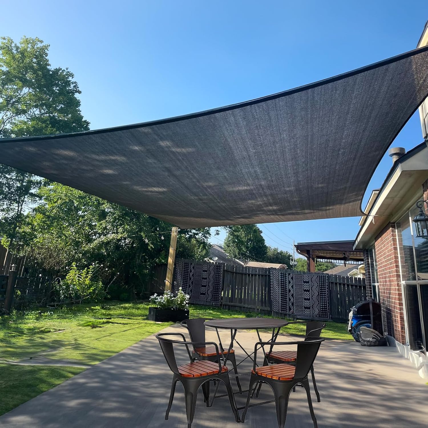 SUNLAX Sun Shade Sail 14' x 18' Graphite Grey Rectangle Canopy Sail Shade Cover UV Block Permeable Sunshade Outdoor for Patio Backyard (We Make Custom Size) 1 4 ' x 1 8' Graphite Grey