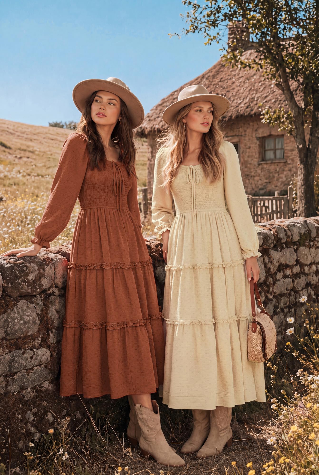 GRACE KARIN Robe longue à manches longues pour femme - Coupe trapèze - Pour l'automne