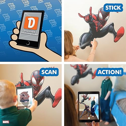 Miniatura 3 de Wall Palz Marvel Miles Morales Wall Decal - Marvel Wall Stickers with 3D Augmented Reality Interaction - 21" Spider-Man Peel and Stick Bedroom Decor