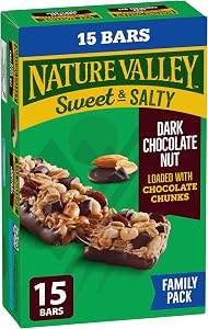 NATURE VALLEY - FAMILY PACK SIZE - Dark Chocolate Nut Granola Bars, Loaded with Chocolate Chunks, Pack of 15 Granola Bars, Made with Whole Grain Oats, No Artificial Colours, No Artificial Flavours