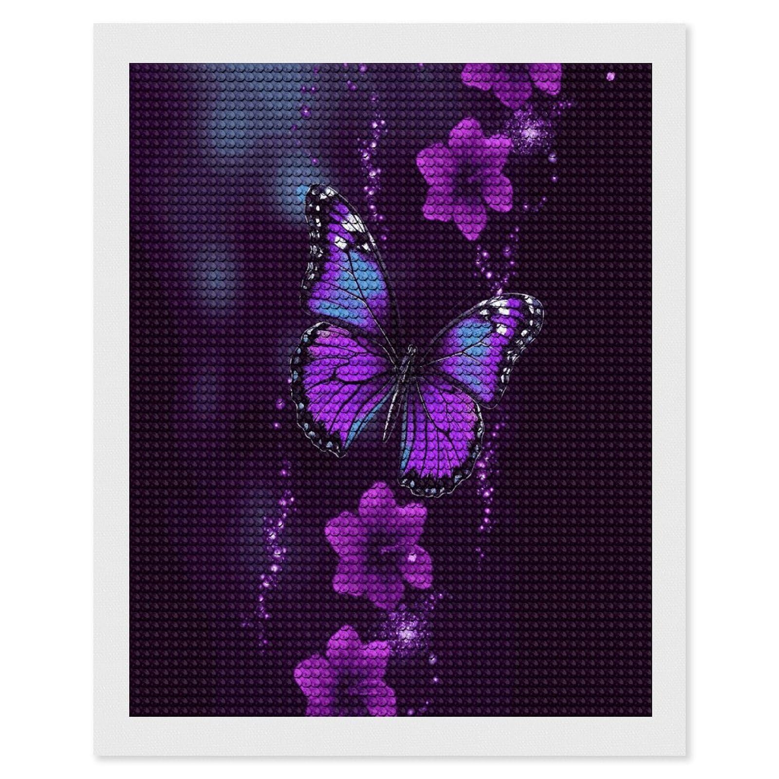 LDGSUPH Purple Butterfly Diamond Painting Kits for Adults Paint with Diamond Pictures Art DIY Full Drill Diamond Dots Painting Personalized Diamond Photo for Home Wall Decor Gift 16"x20"