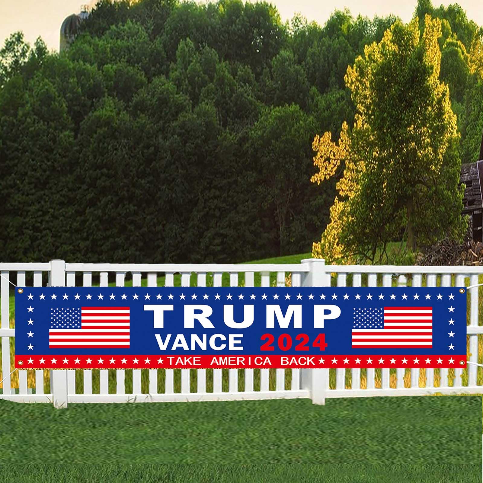 Trump Vance 2024 Banner – 240x50 Cm Groß, Aus Wetterfestem Polyester, Mit Aufhängeseil