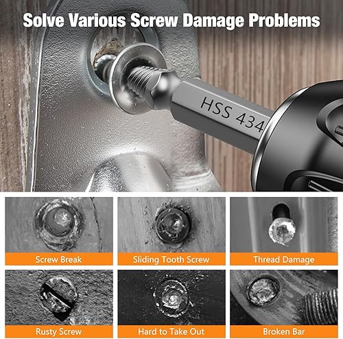 Vista 15 de Nuovoware Juego de extractor de tornillos dañados, 33 piezas mejoradas, kit extractor de tornillos pelados fácil de quitar, juego de removedor