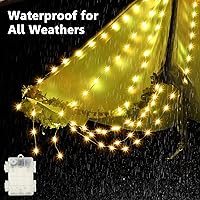 Vista 4 de Patio Umbrella String Lights with 16 Color Changing and 12 Modes, Remote Control 104 Ultra Bright LED Beads Waterproof Battery and USB Operated with