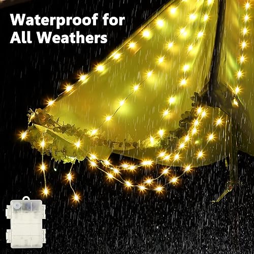 Miniatura 4 de Guirnalda de luces para sombrilla de patio con 16 colores cambiantes y 12 modos, control remoto, 104 cuentas LED ultra brillantes, impermeables,