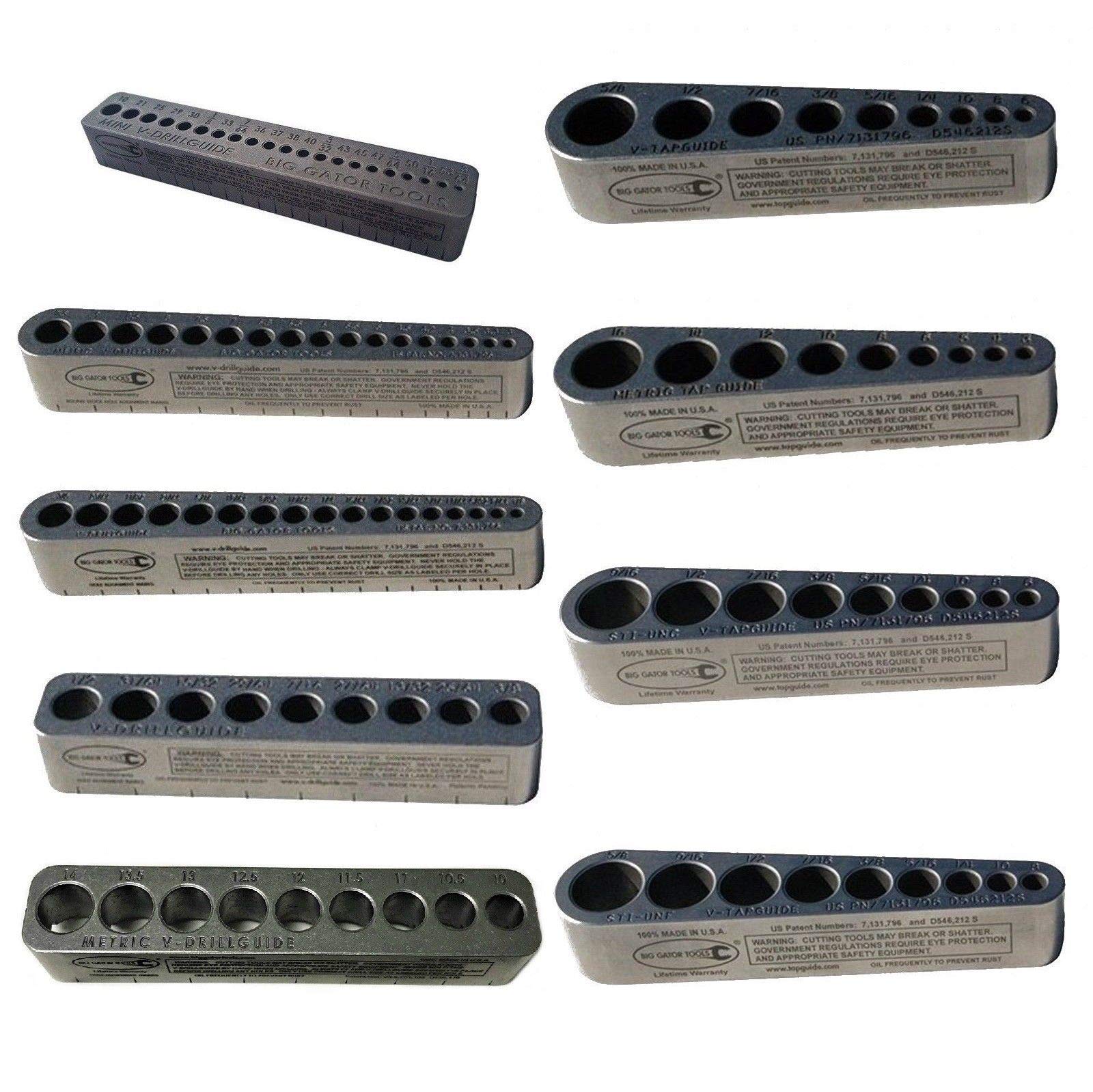 Big Gator ToolsAPT BGT V-9Pro V-DrillGuide® / V-TapGuide® Portable Hand Tool 9PC Set SAE/Metric/Coarse/Fine