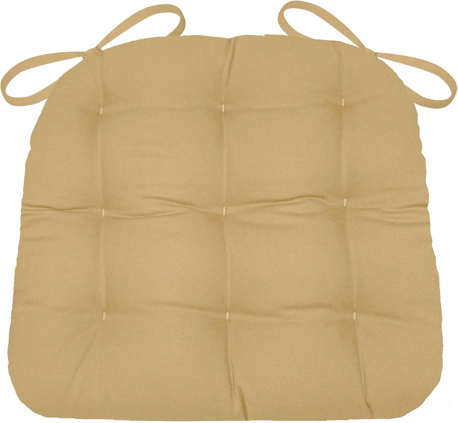 Barnett Home Decor Cotton Duck Tan Dining Chair Pad with Ties - Size Medium Size 18 Chair Pad/Jumbo - Latex Foam Fill 100% Cotton, Made in USA (Pale Bronze)