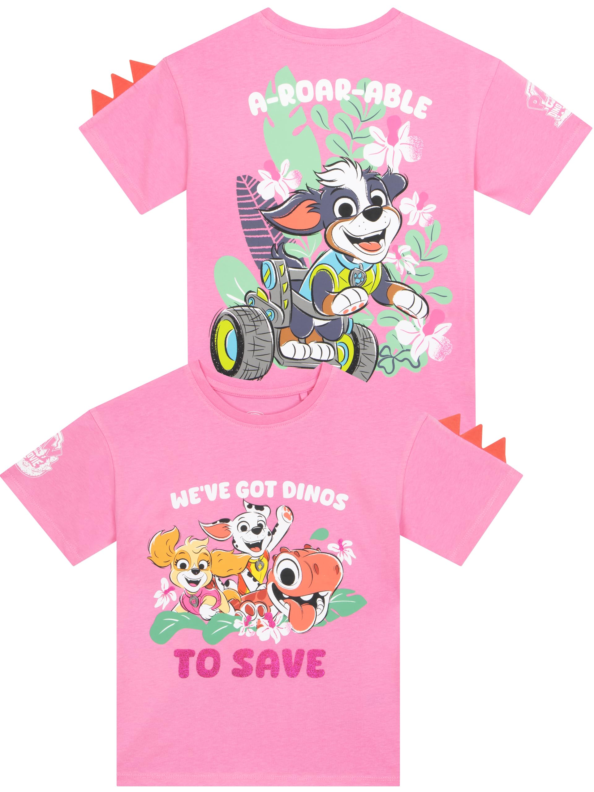 Paw Patrol Girls Tshirt, Skye & Marshall Short Sleeve Top, Pink 4-5 Years