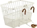 Panier avant de vélo Retrospec Apollo détachable en acier demi-maille avec crochets détachables intégrés et poignée intégrée, assemblage et portabilité faciles pour vélos
