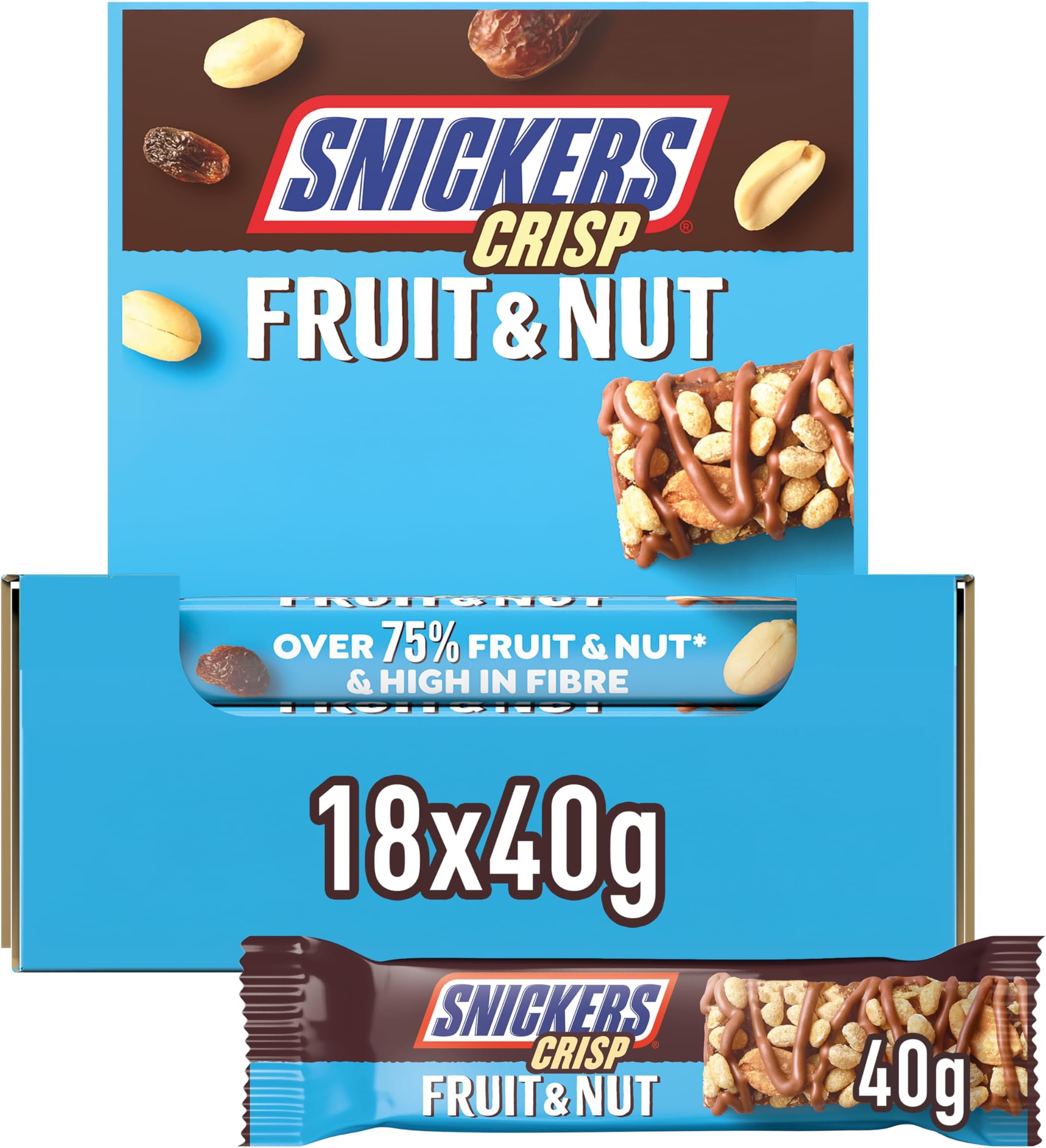 Crisp Fruit & Nut Milk Chocolate Snack Bars 18 x 40g, Bulk Chocolate Box, Ideal for Gift, Snacks or Hamper