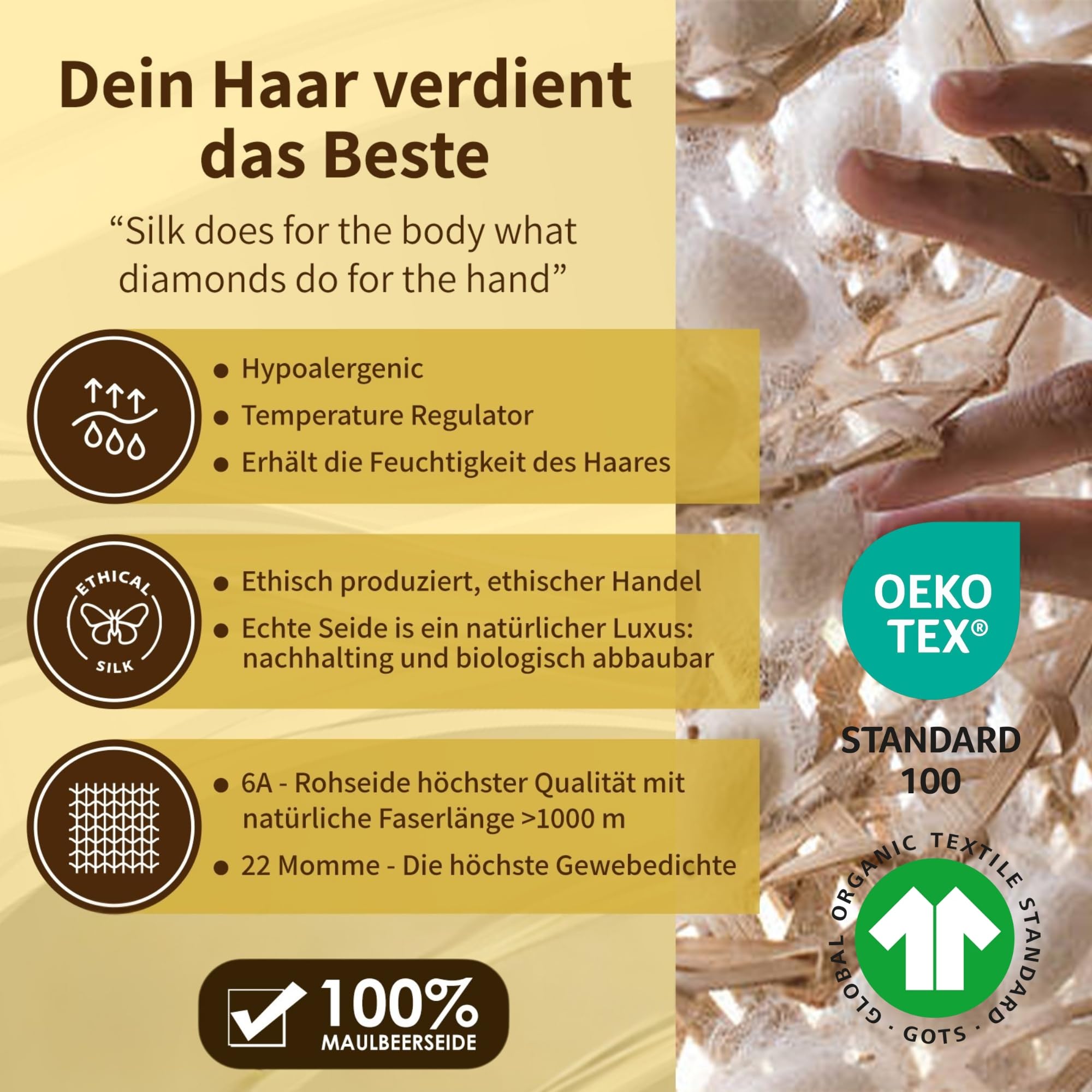 Gorro de seda para dormir de seda de morera de 22 mommes. Gorro de dormir antideslizante y antiarañazos, contra el encrespamiento, rotura del cabello, puntas secas e ideal para cabello largo, rizos y