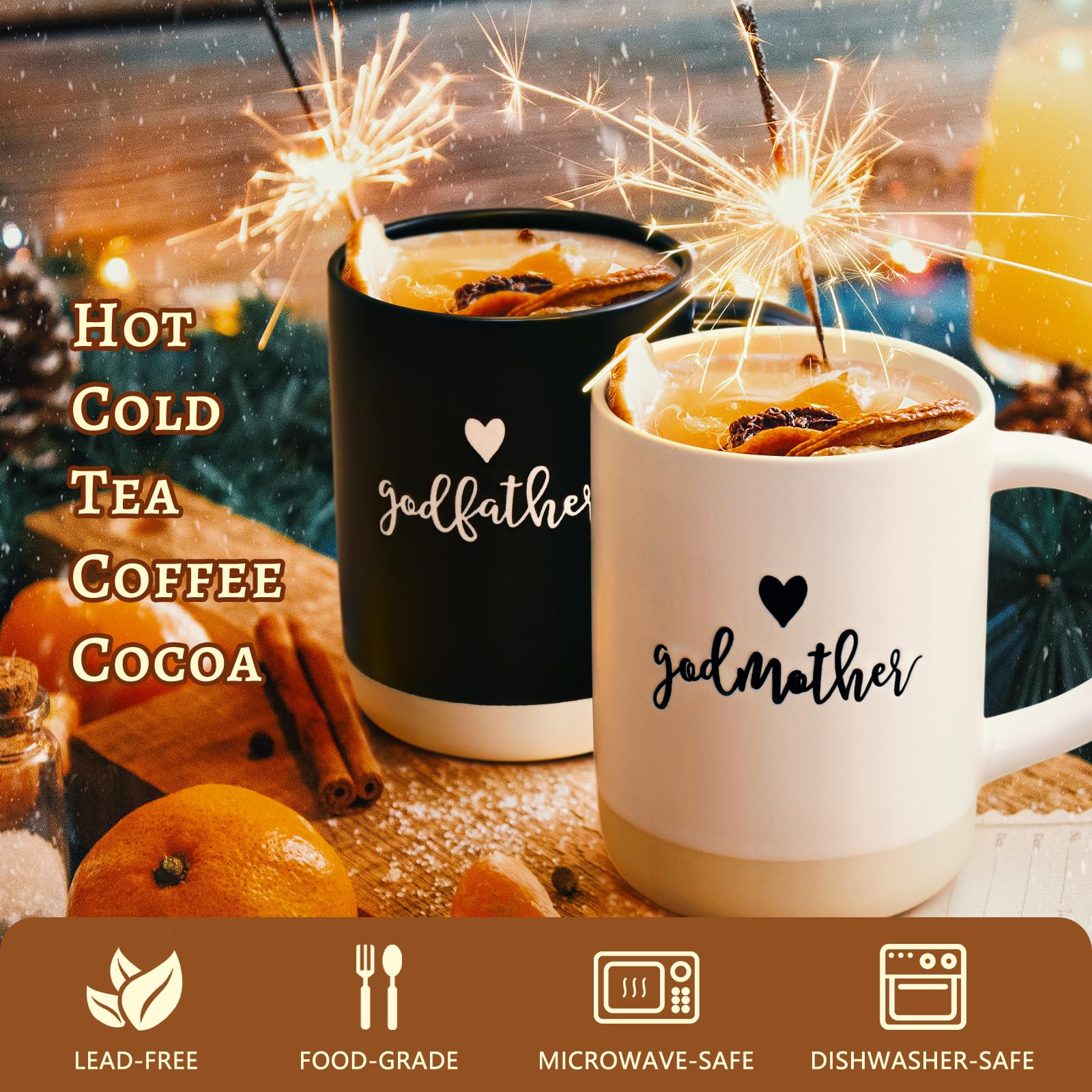 YHRJWN Godparents Proposal Gift, Godparents Gifts from Godchild, Godmother Godfather Mugs, Will You Be My Godparents, Godmother Godfather Gifts, Christmas Birthday Gifts for Godparents, 16 Oz