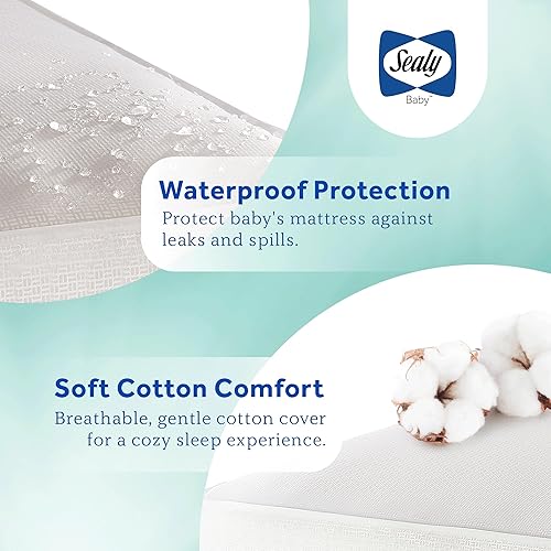 Miniatura 5 de Sealy Baby OptiCool - Colchón de 2 etapas de doble firmeza impermeable estándar para cuna y bebé espuma viscoelástica de gel fresco de soja 517 x