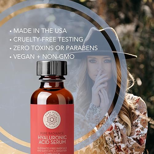 Miniatura 5 de Pure Body Naturals profesional anti envejecimiento ácido hialurónico suero con vitaminas C y E 1fl oz