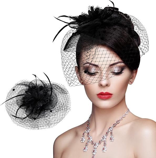 Olinner Fascinator Hat with Veil for Weddings