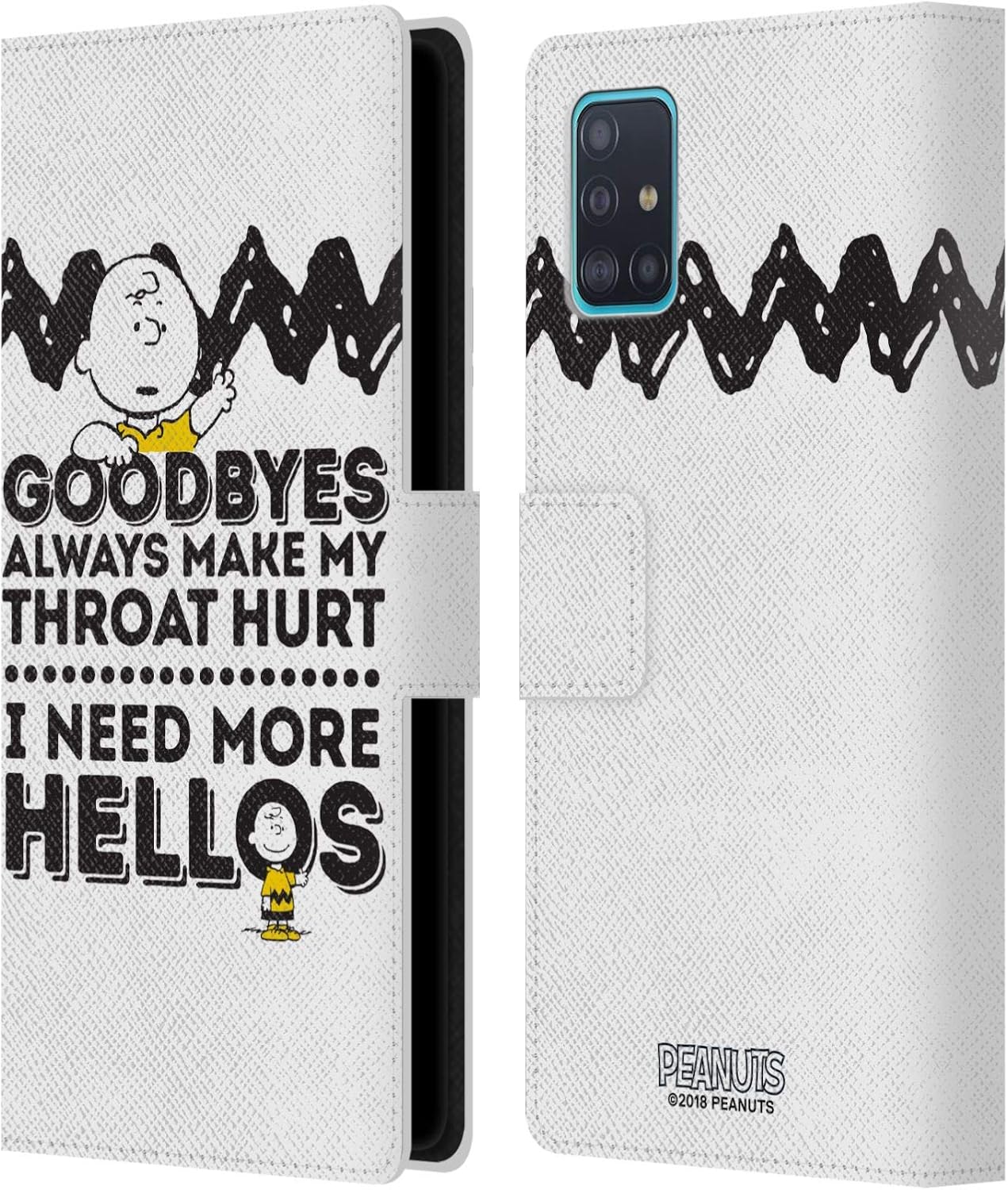 Head Case Designs Officially Licensed Peanuts Hellos Charlie Brown Leather Wallet Case Compatible with Samsung Galaxy A51 (2019)