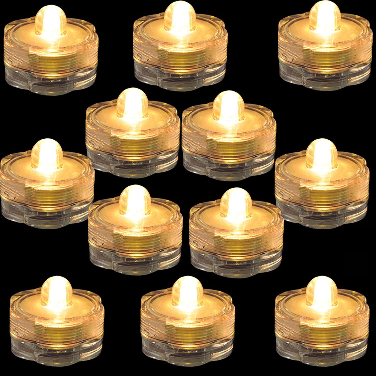 Sumbersilbe Led Lights, Waterproof Tea Lights for Centerpieces, Wedding, Party (12 Set, Red)