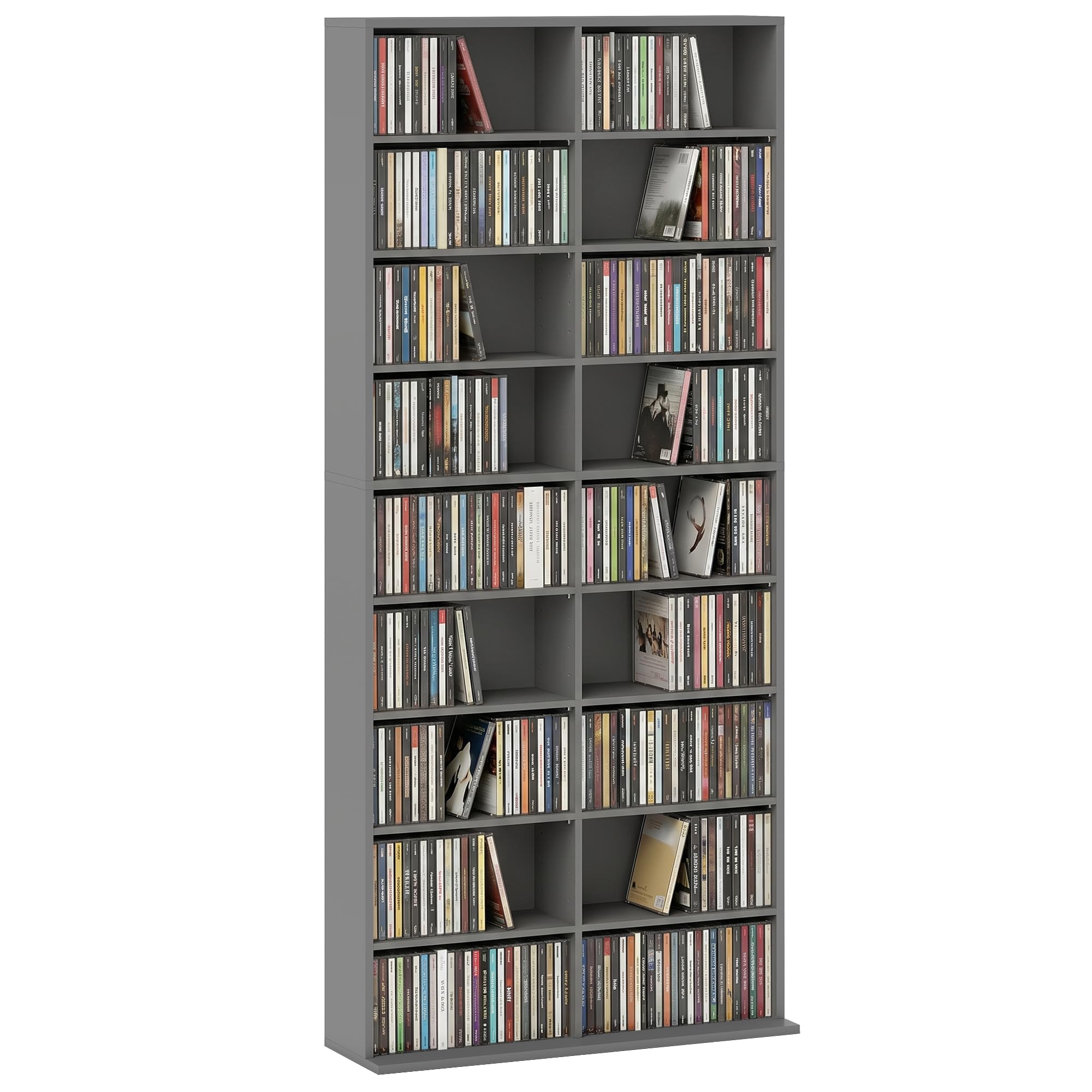Homcom Unisex Grey 640 Cd Storage Unit 360 Dvd Storage Tower W/ 18 Compartments