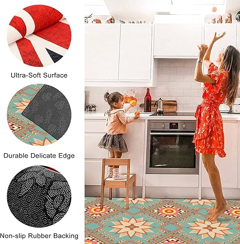 Miniatura 4 de Alfombra étnica lavable de 6 x 9 pies, alfombras grandes para dormitorio, cocina, sala de estar, alfombras antideslizantes para exteriores,
