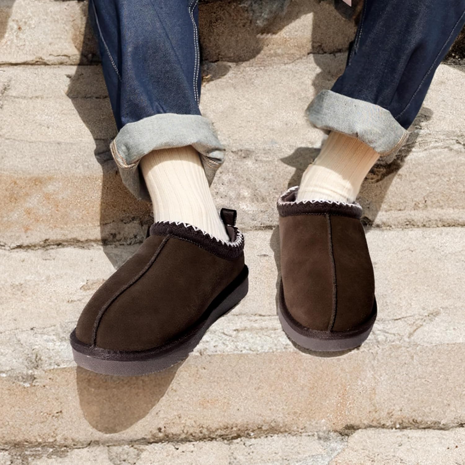 DREAM PAIRS Men's Fuzzy Cozy Slippers Genuine Suede Indoor Outdoor Home Comfy Winter Slip On Cute Warm Memory Foam Furry Shoes FuzzyEasy - Image 8