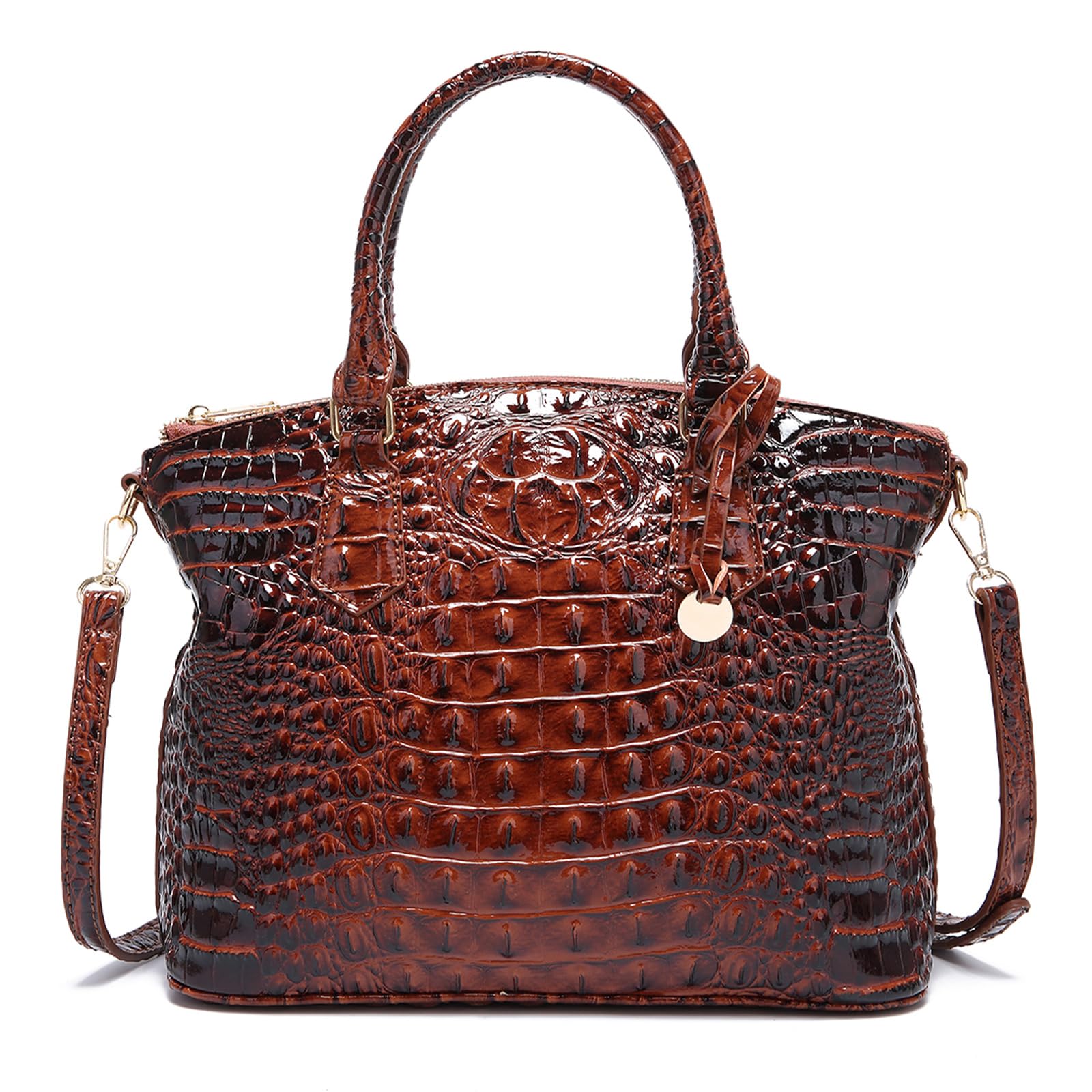 Makcr Joacbv Crocodile Handbag for Women, Satchel Purse with Shoulder Strap | Embossed vegan leather tote with a bold crocodile-pattern texture, rich color depth, dual top handles, and a roomy interior.