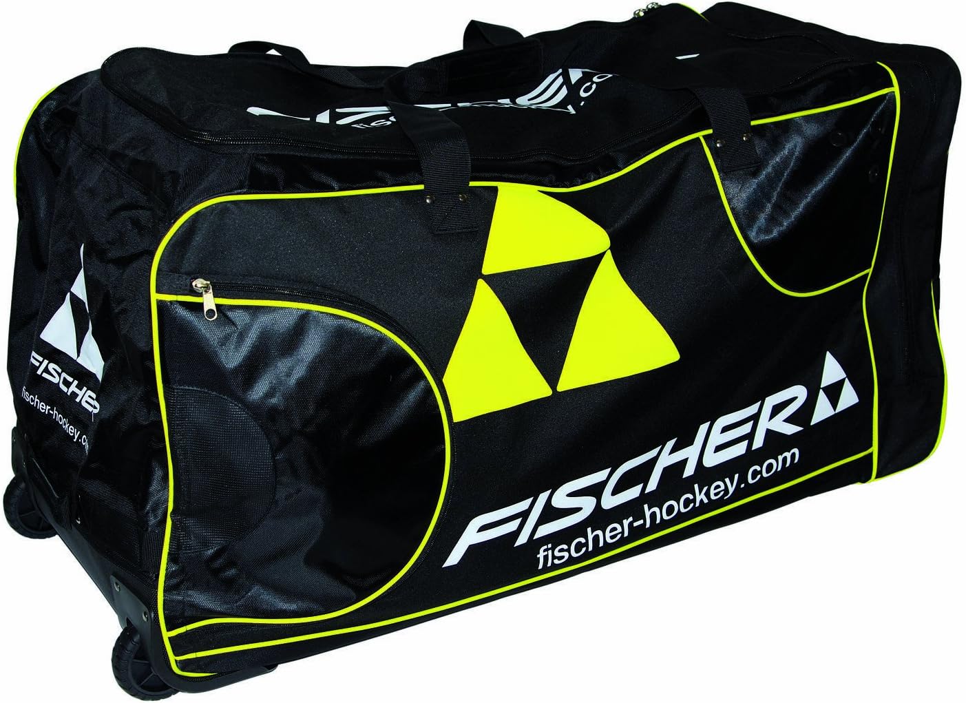 Fischer Hockey Senior Pro Player Wheel Bag, Black with Sulfur