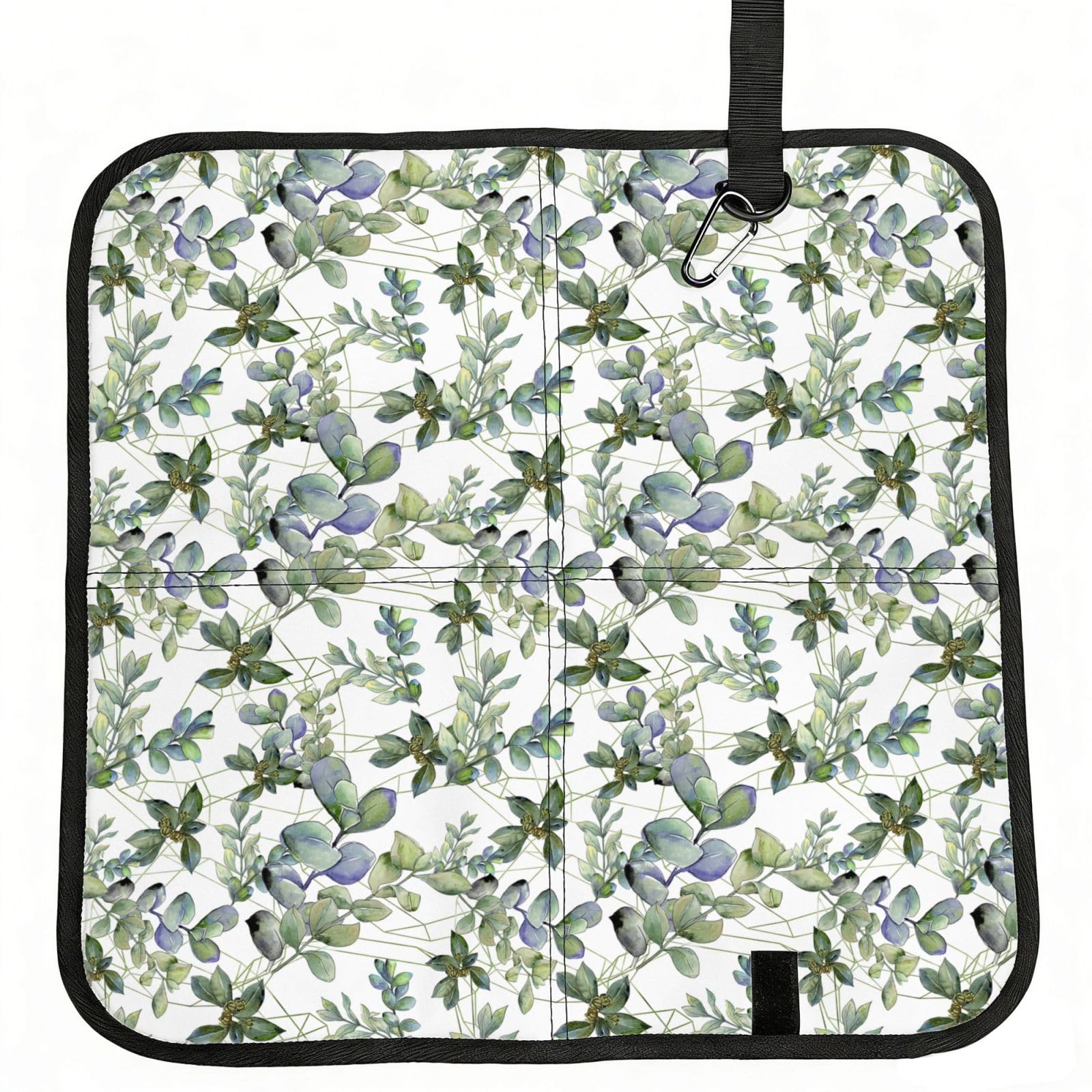YGLHBDPBF Green Eucalyptus Leaves Print Camping seat cushion,Foldable Sitting Pads,Save Backpack Space for Hiking