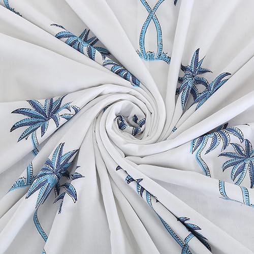 Miniatura 4 de Reversible 100% Cotton Lightweight Blanket, Indian Blanket, AC Blanket Throw, 90x 108'' (CoconutBlueTree)