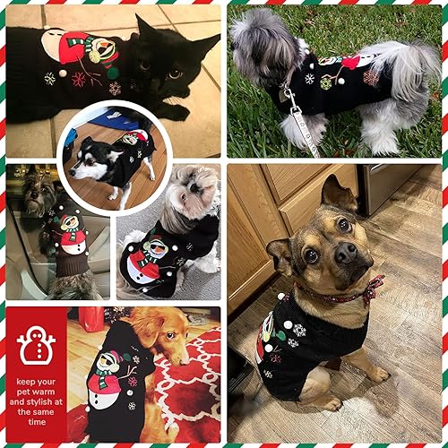 Miniatura 10 de PETCARE Disfraz de Navidad para perro, chaleco lindo de oso a rayas rojas, ropa cálida de invierno para perros pequeños, medianos y grandes, gatos,