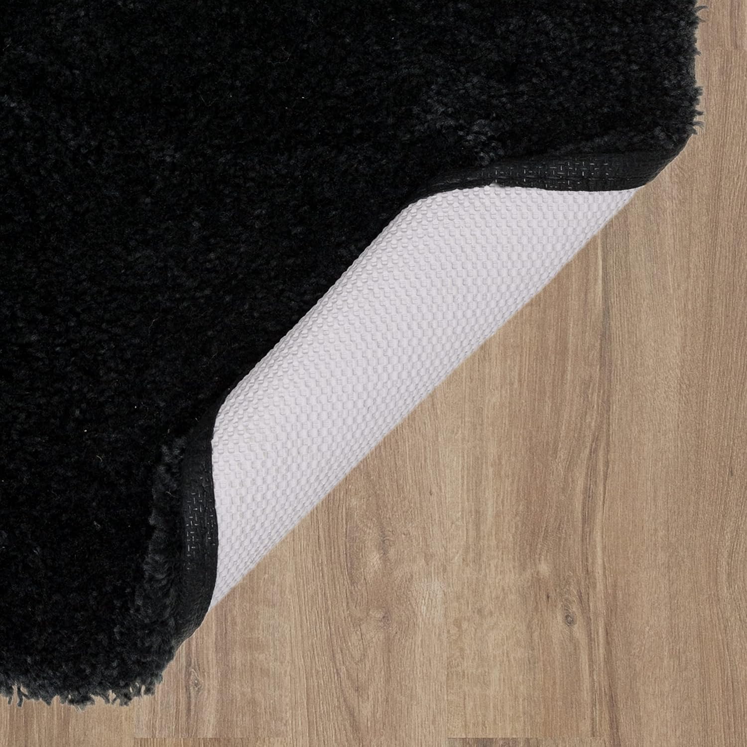 Onyx Black Plush Machine Washable Bath Mat