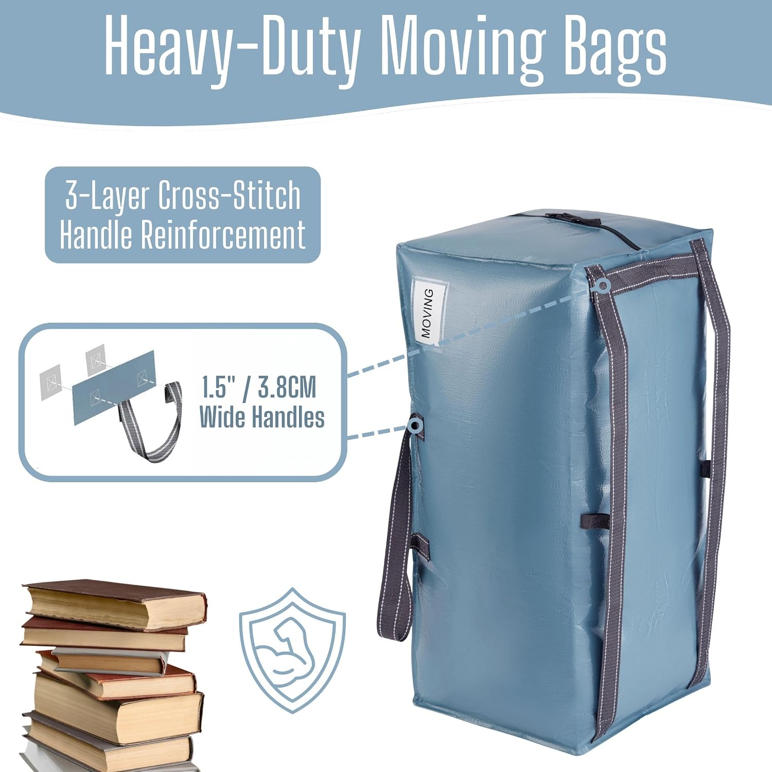 VENO 2 Pack Heavy Duty Moving Bags with Backpack Straps, Zippers & Handles, Extra Large Packing Bags for College Dorm Essentials, Moving Supplies Alternative to Cardboard Moving Boxes image 2
