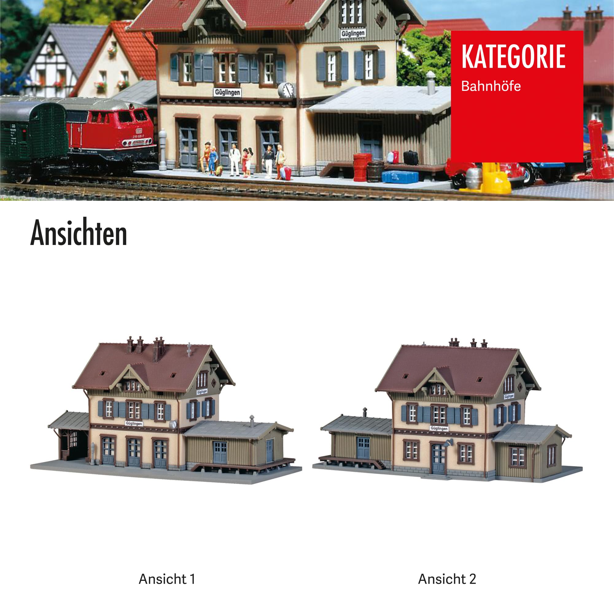 FALLER Bahnhof Güglingen Modellbausatz mit 213 Einzelteilen 119 x 56 x 60 mm I Modelleisenbahn Zubehör Z Gebäude I Modelleisenbahn Standardbahnhof, Divers