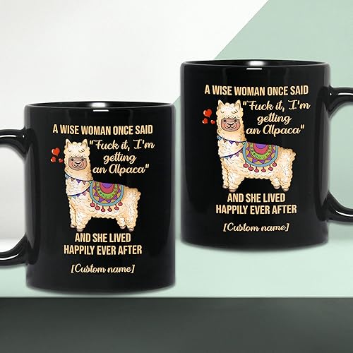 Miniatura 5 de WHIDOBE Regalos divertidos personalizados de alpaca para mujeres, taza de café de cerámica personalizada de 11 onzas y 15 onzas para amantes de los