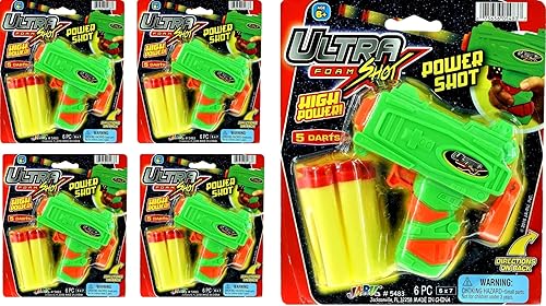 JA-RU - Pistola de dardos de espuma Ultra Foam, pistola de mano súper mega poderosa para recuerdito de fiesta (1 unidad) más 1 pelota coleccionable