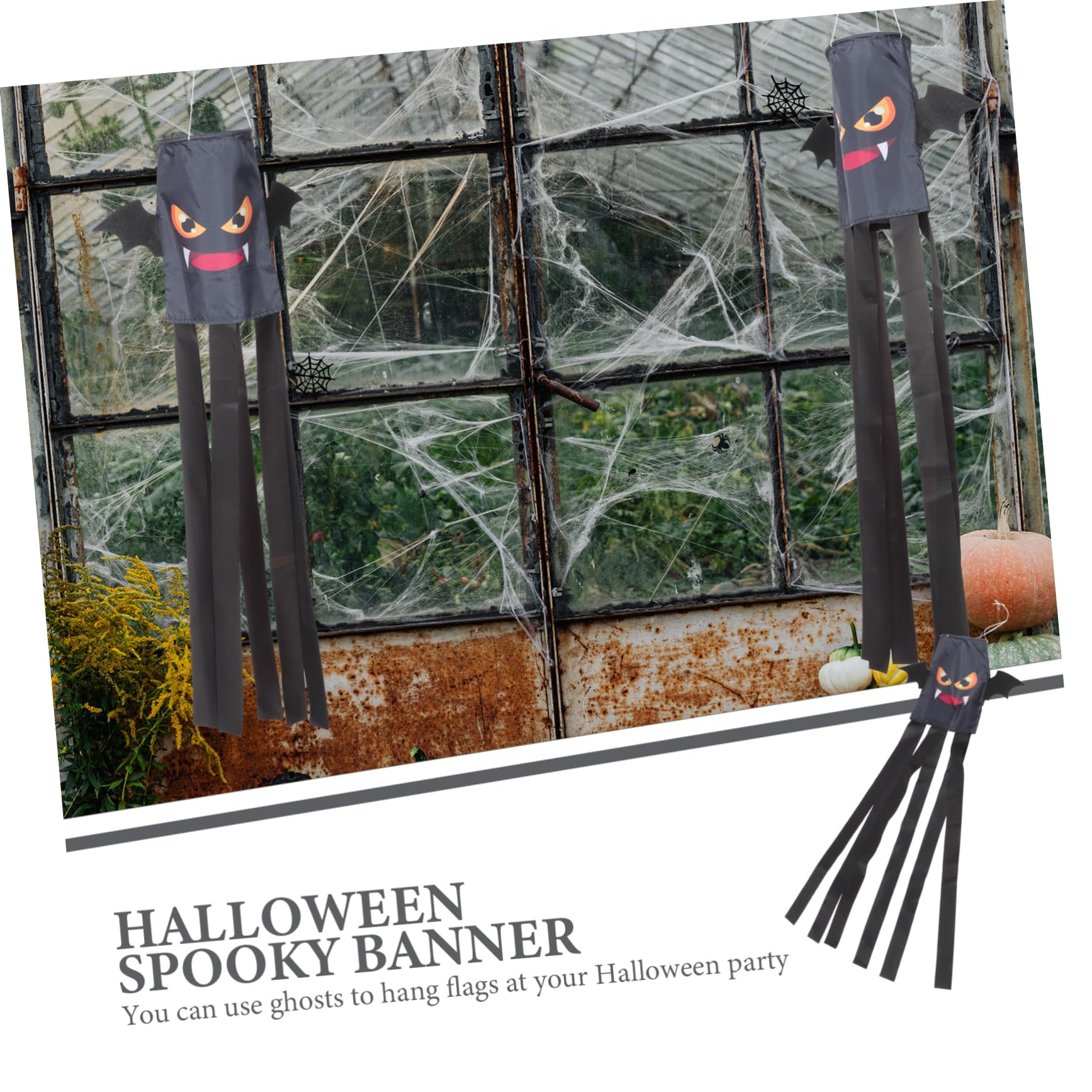 POPETPOP 4 Pz manica a di Halloween manica a pipistrello di Halloween decorazione da appendere fantasma bandierine spaventapasseri calza antivento in nylon