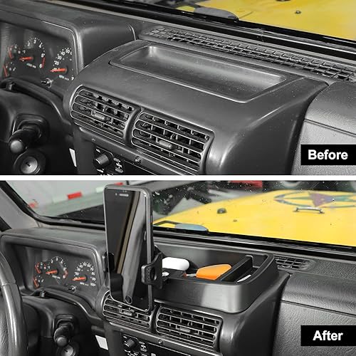 Miniatura 6 de Hoolcar Soporte de radio multifuncional Walkie Talkie para teléfono celular 1997-2006 Jeep Wrangler TJ accesorios, negro