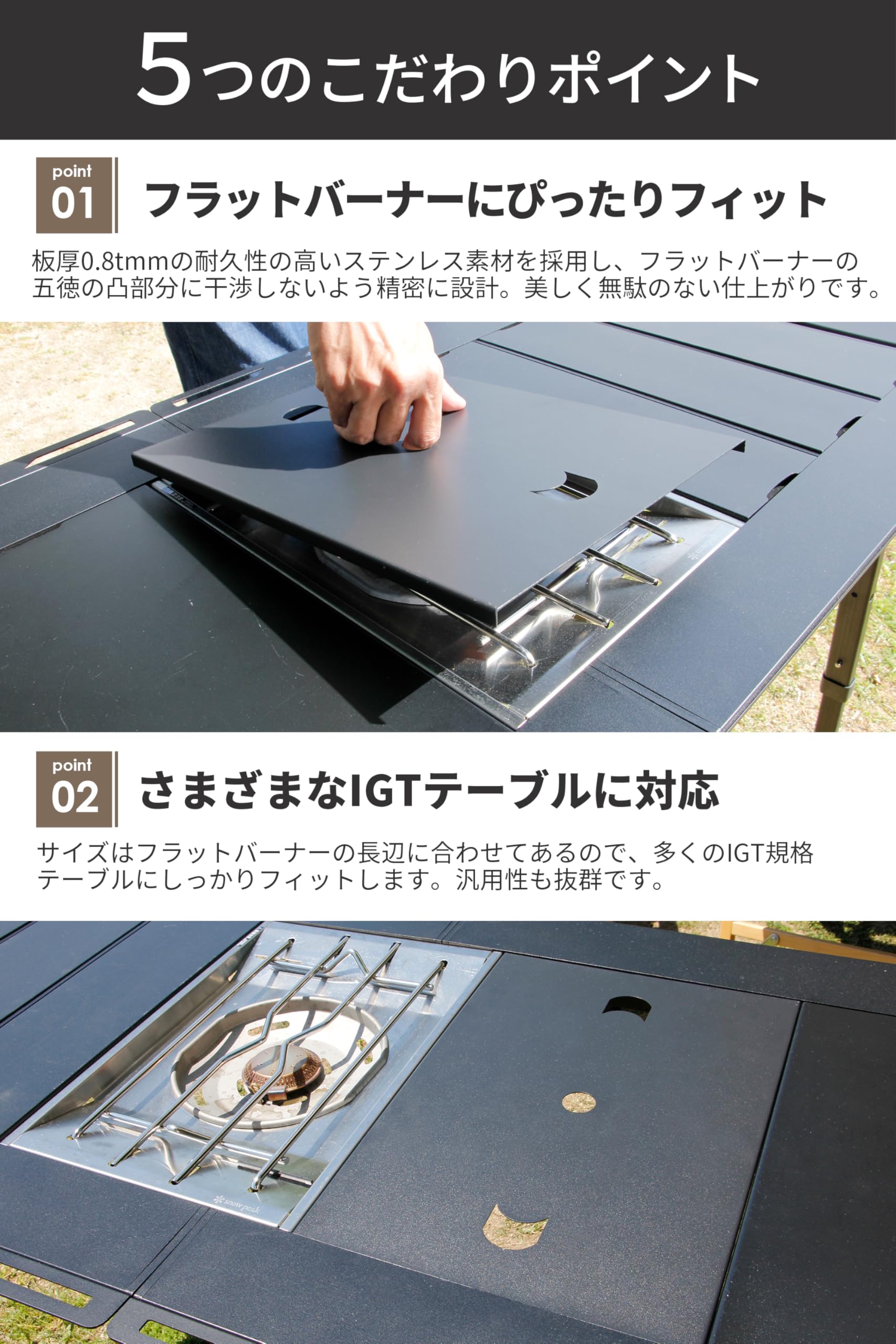 Amazon.co.jp: GRANDOOR IGT フラットバーナー用 天板 蓋 カバー