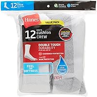 Vista 4 de Hanes Double Tough Calcetines deportivos para hombre, paquete de 12 pares