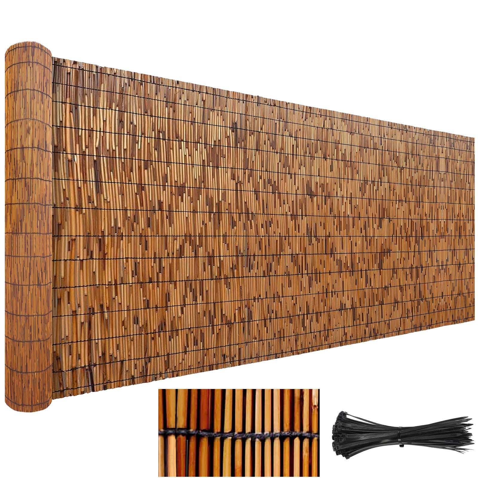 Outdoor Privacy Fence Natural Porch Screening Rolls 50 60 70 80 90 100 110 120 130 140 150 160 170cm High Bamboo Wind Screen Block The Line of Sight Divider Decorative for Patio Garden(Carbonization)