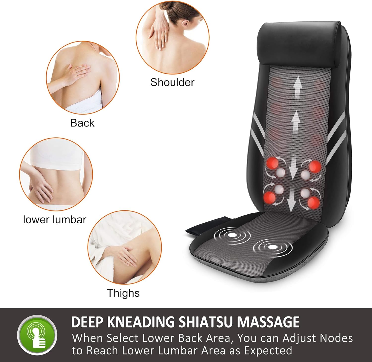 Snailax Handheld Back Massager with Heat Back Massager Bundle,Cordless Deep Tissue Percussion Massager, 3 Sets of Dual Pivoting Heads,Rechargeable Hand Held Massager for Neck,Back Shoulder,Calf,Legs