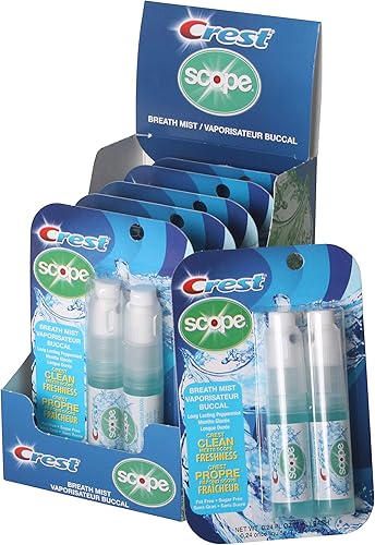 Crest Alcance | Seis paquetes de 2 aerosoles de niebla de aliento de menta (12 aerosoles en total), 0.24 onzas (0.2 fl oz), fabricado en una