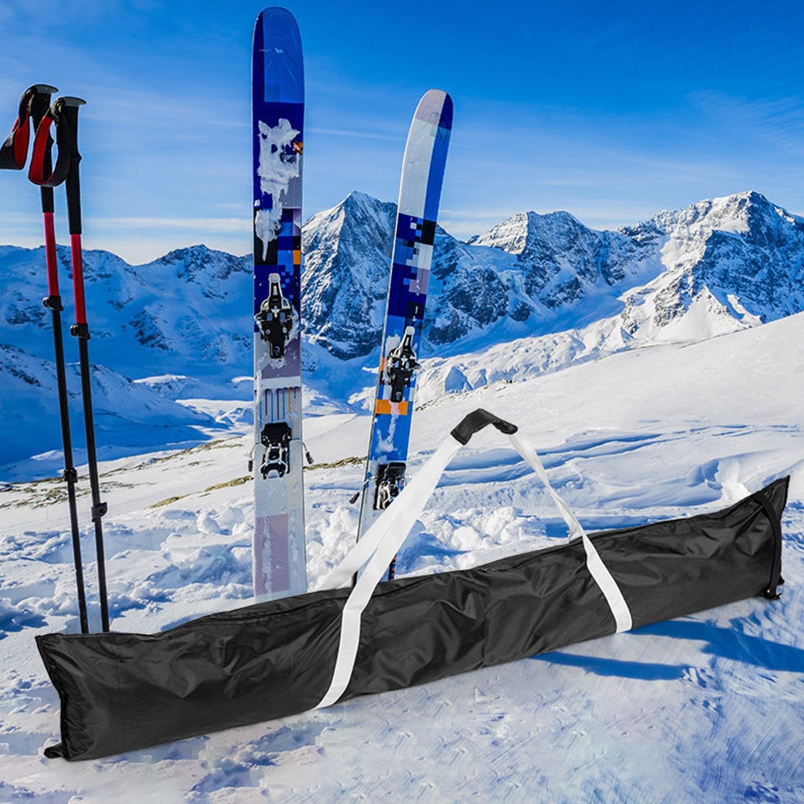 1 Sac De Rangement Pour Skis, Sac De Rangement De Planche à Neige, Rangement Réglable Avec Poignée | Ensemble De Sangles De Transport Pour équipement