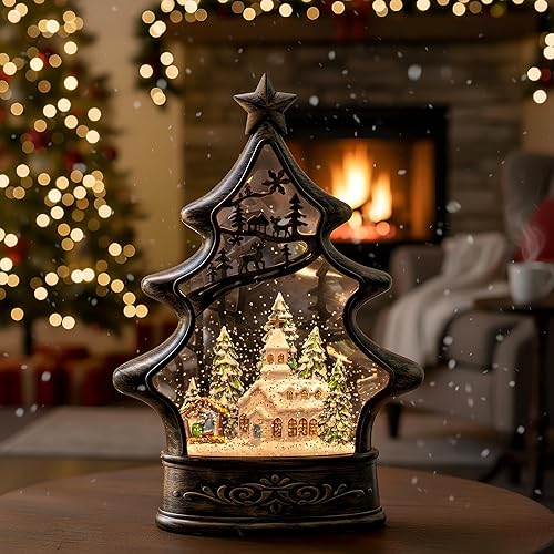 Vista 65 de Linterna de globo de nieve de Navidad, muñeco de nieve brillante con música, forro USB/funciona con pilas, linterna iluminada para decoración