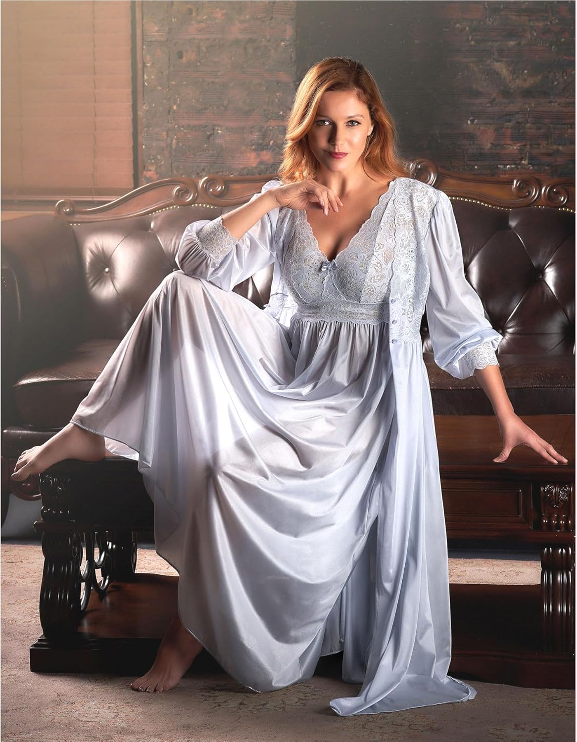 Shadowline Women's Nightgown Robe Peignoir Set Silhouette Nylon Sleepwear - Image 6