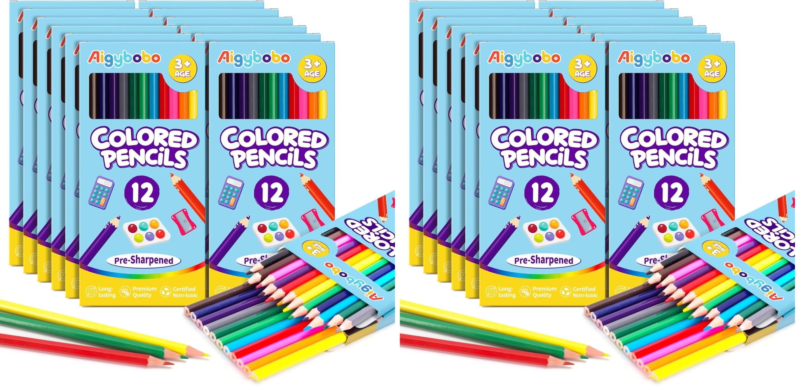 24 Pack Colored Pencils, Color Pencils Bulk for Kids Classroom, 144 Count