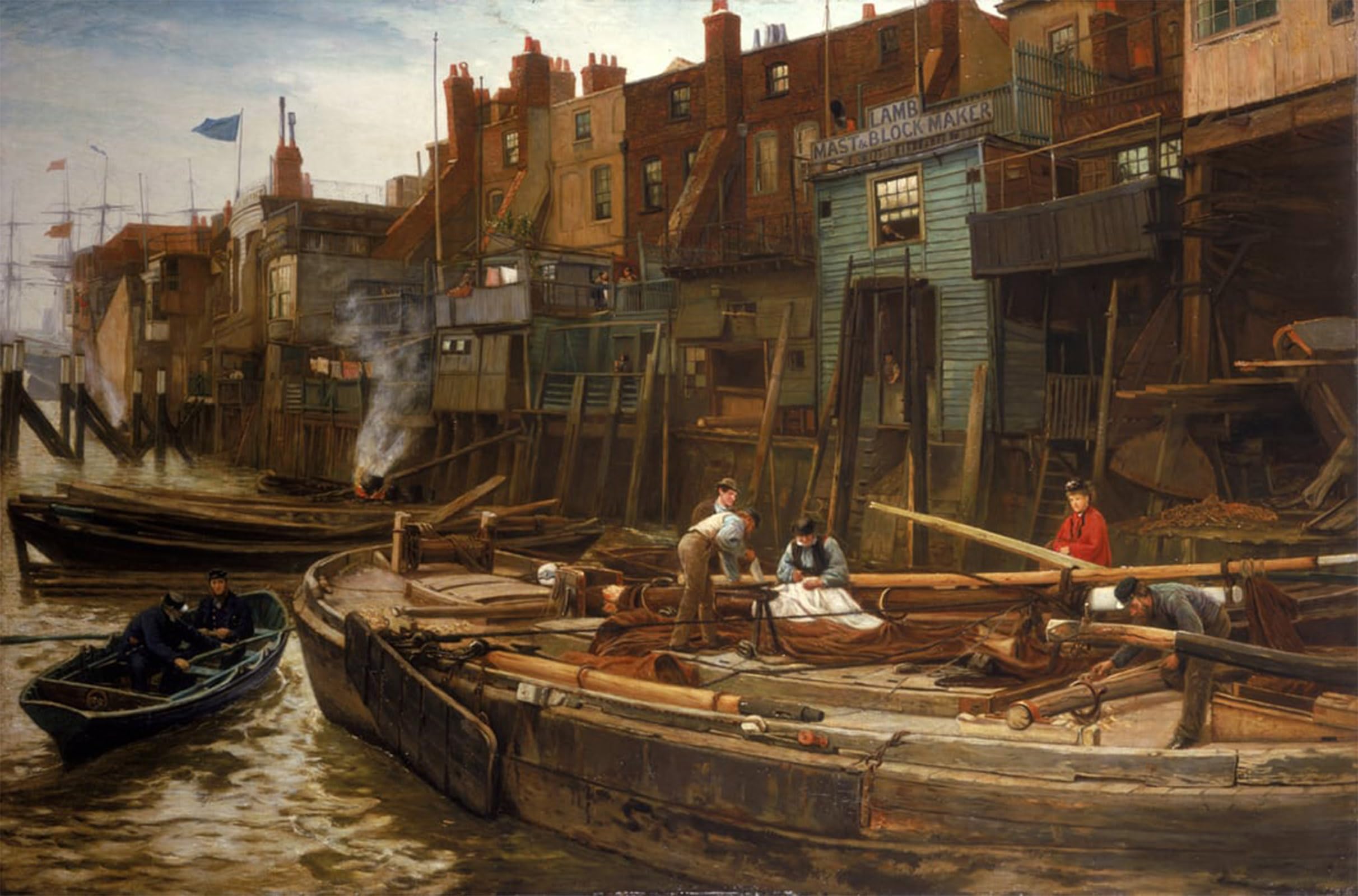 POSTERIIk Vintage Classic Picture Landscape Artwork London River by Charles Napier Hemy Portrait Canvas Painting for Office Home Decor 60x90cm